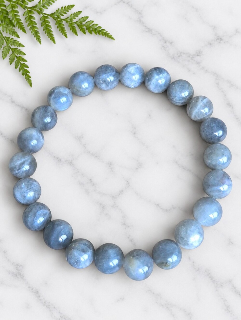 Gray Moonstone Beaded Stretch Bracelet | Handmade